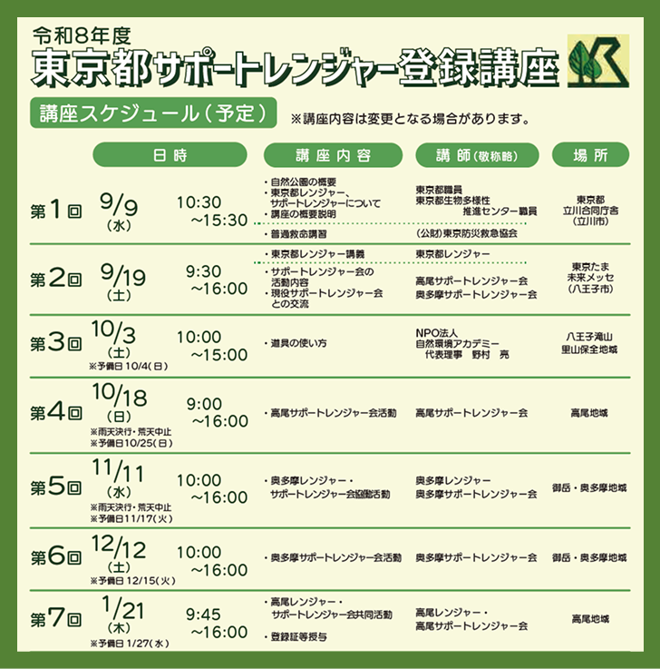東京都サポートレンジャー登録講座